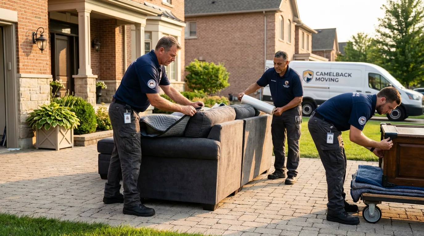 Large estate moving crew wrapping furniture in Decatur, MS